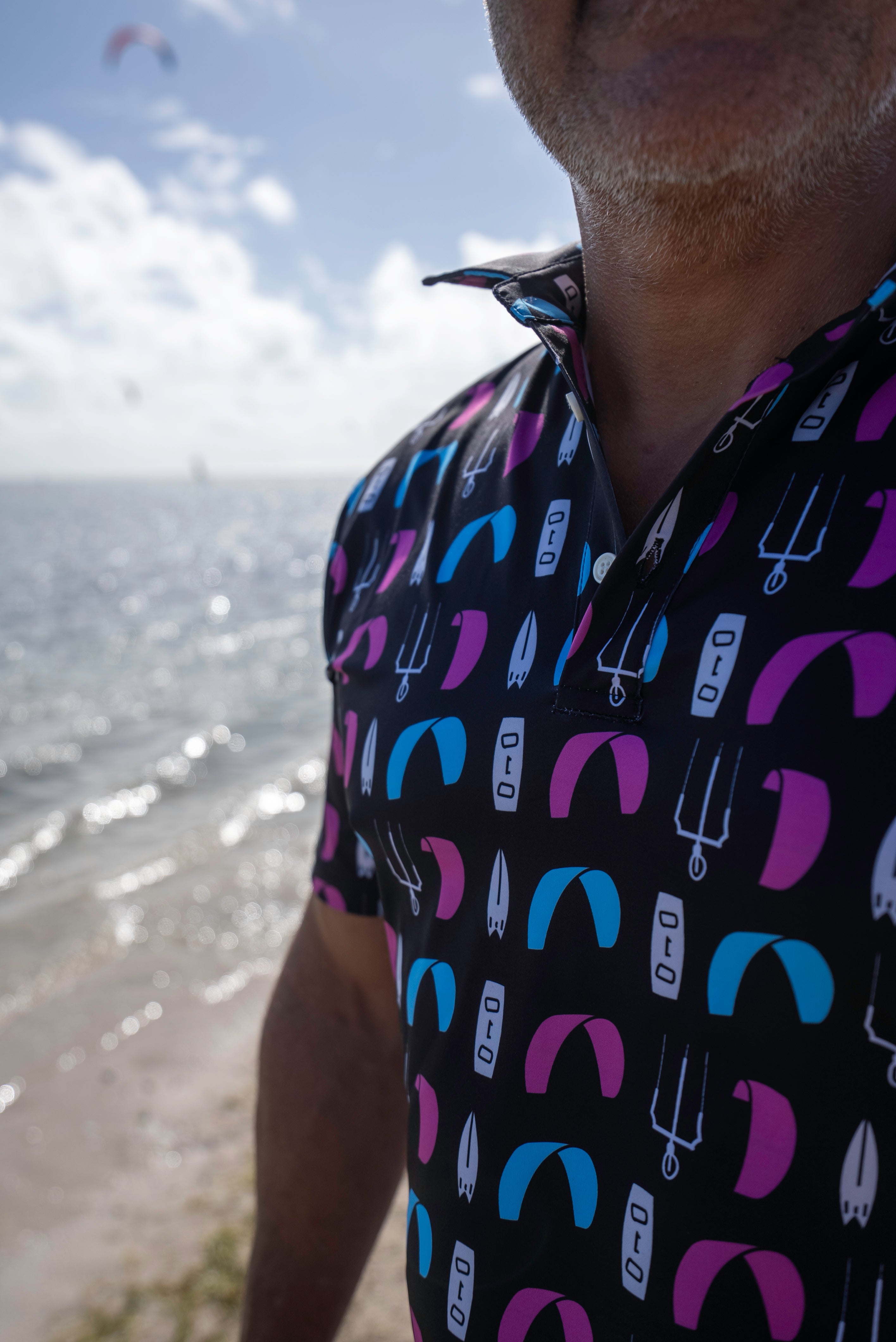 Kite Kulture Kiting Polo Shirt- Premium Kitesurfing Apparel, Black