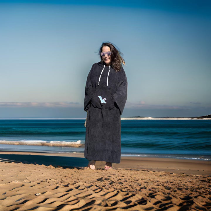 Kite Kulture Water Resistant Changing Robe – Warm, Wind resistant & Oversized Poncho for Kitesurfing, Wing Foiling, Surfing & Watersports
