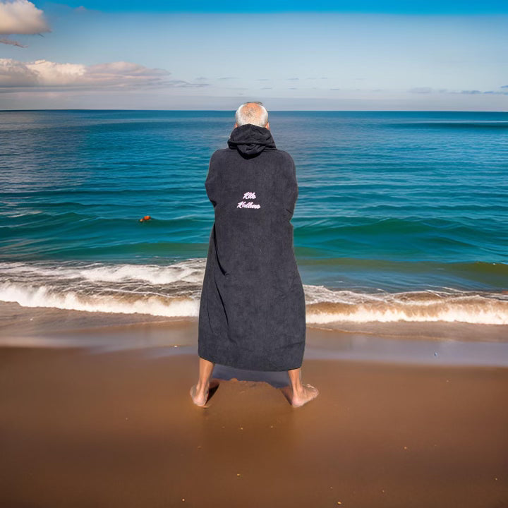 Kite Kulture Water Resistant Changing Robe – Warm, Wind resistant & Oversized Poncho for Kitesurfing, Wing Foiling, Surfing & Watersports