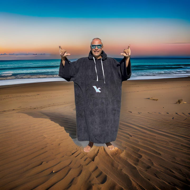 Kite Kulture Water Resistant Changing Robe – Warm, Wind resistant & Oversized Poncho for Kitesurfing, Wing Foiling, Surfing & Watersports